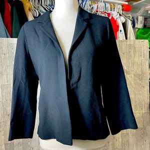 Eileen Fisher Open Front Blazer Jacket Coat Lined Black
